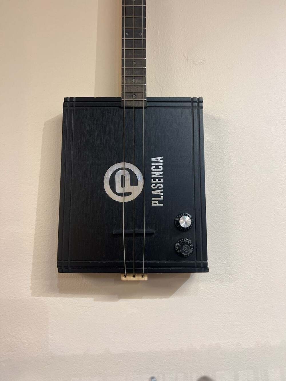 Plasencia Cigar Box Guitar Black 3-String Electric Acoustic